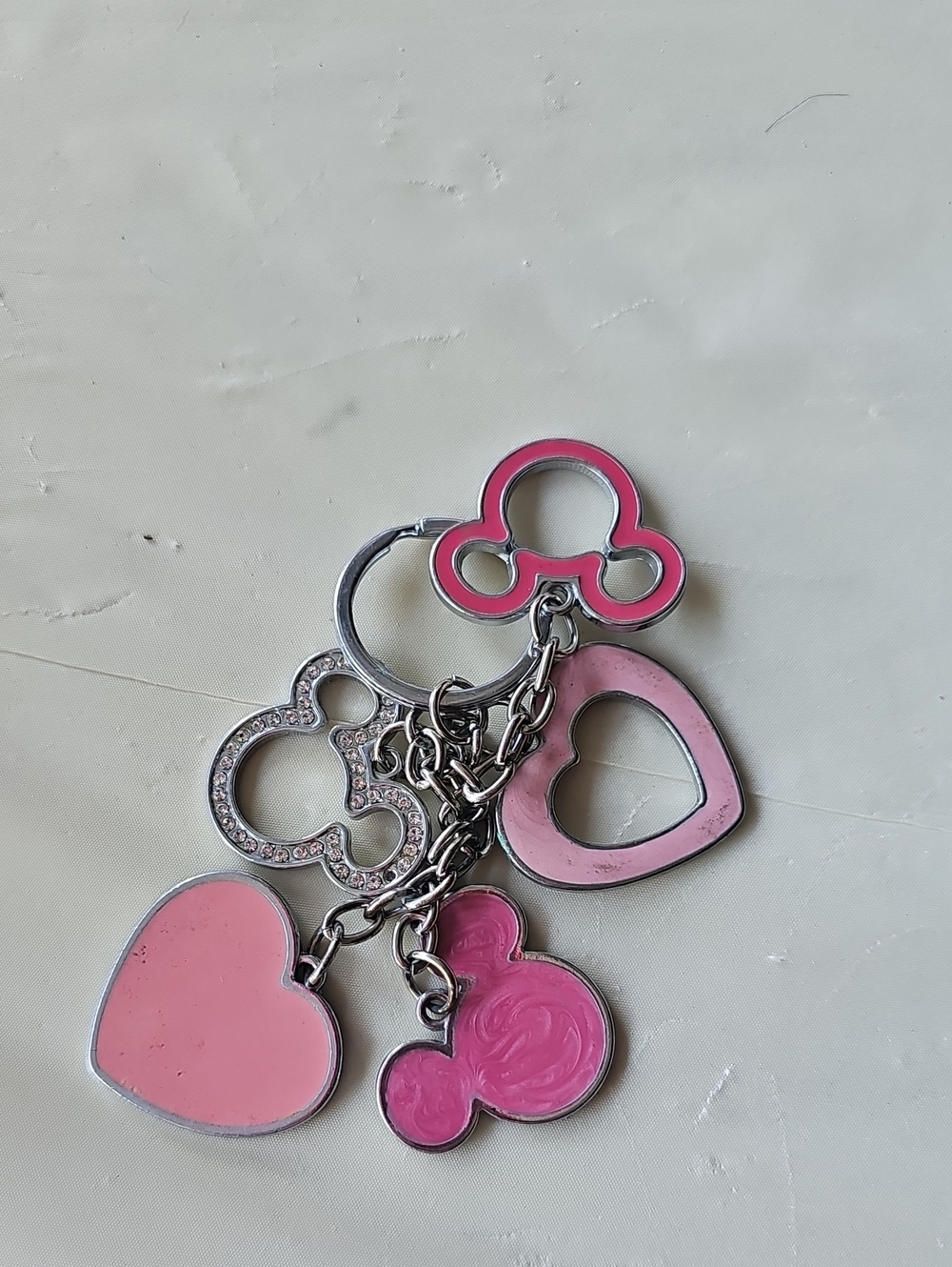 Pink Heart Charm Keyring Women's Accessory